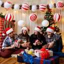 Tuanse 12 Pcs Candy Christmas Decorations Paper Lanterns DIY Ornaments Set with 8 Inch Paper Lanterns 6.6 ft Christmas Garland and Tools for Holiday Xmas Indoor Outdoor Decor(Red White Candy)