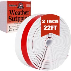 Weather Stripping, 2 Inch x 22 FT Door Seal, Draft Stopper, Silicone Strip for Under Bottom, Glass Shower, Sliding Door and Window (White)