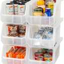 Plastic Containers for Organizing and Storage Bins for Closet, Kitchen, Office, Garage or Pantry Organization, Stackable Bins, Large (14.8" x 8" x 7"), 6-Pack, Clear