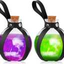 Patelai 2 Pcs Halloween Glass Potion Bottles with Belt Cork Renaissance Witch Costume Accessories Witch Props Potion Bottle for Halloween Party Decor Cosplay DIY Crafts Gift (Black)