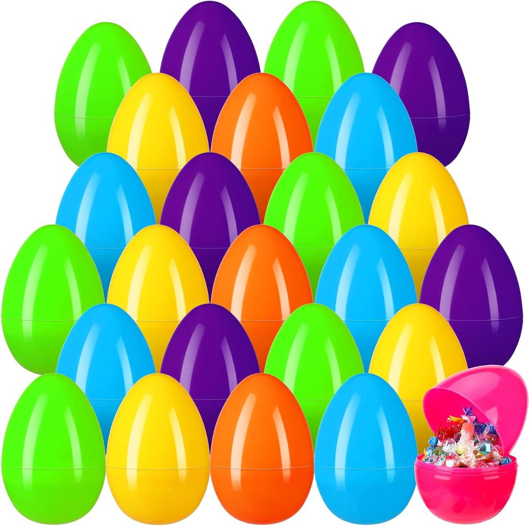 24 Pcs 6 Inch Jumbo Easter Eggs Bulk Colorful Bright Plastic Eggs Empty Fillable Large Easter Eggs Decorative for Egg Hunt, Basket Stuffers Game Supplies Party Favor
