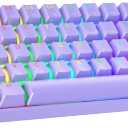 Geeky GK61 60% | Hot Swappable Mechanical Gaming Keyboard | 61 Keys Multi Color RGB LED Backlit for PC/Mac Gamer | ANSI US American Layout (Lavender, Mechanical Red)