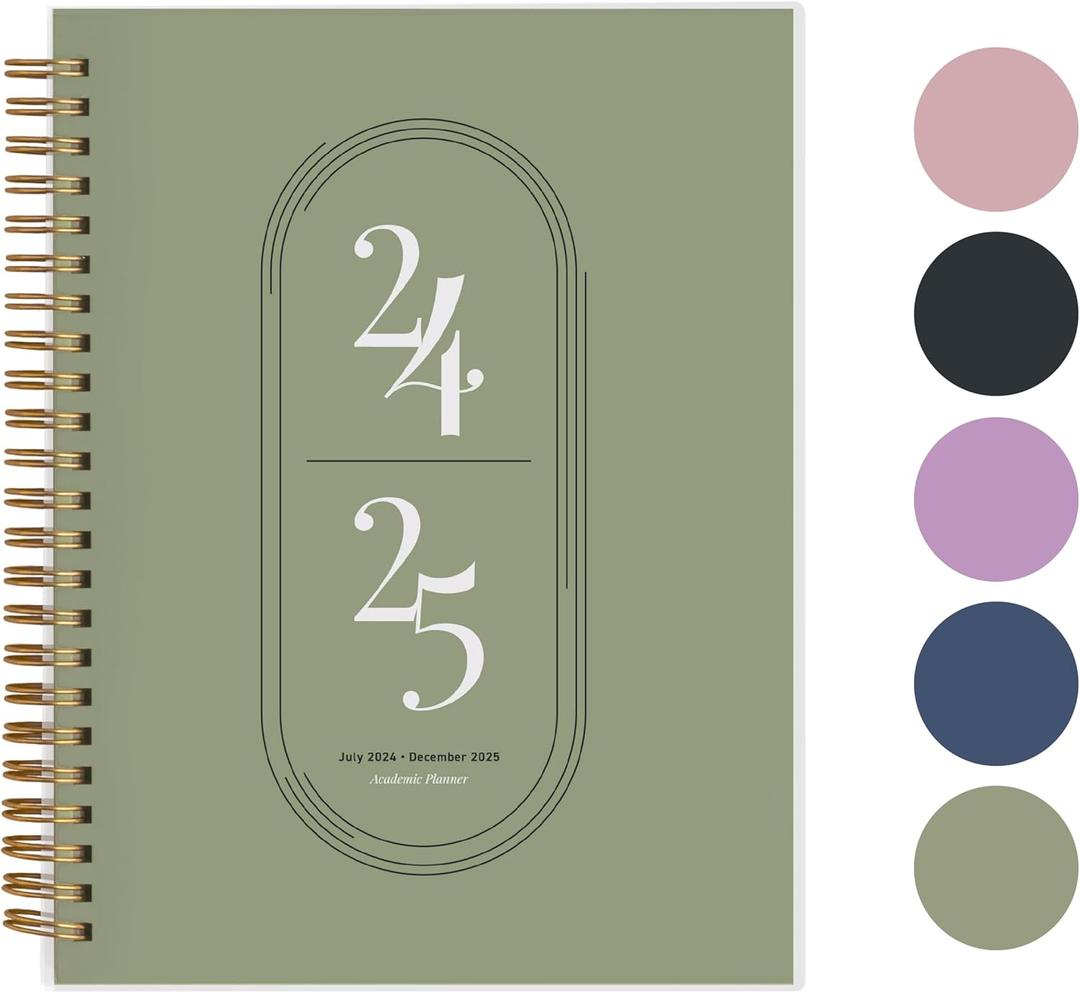 2 x Rileys Academic Planner 2025-2026, Daily, Weekly & Monthly Planner, July 2025 - June 2026, Student Notes Pages, Twin-Wire Binding, Weekly Agenda for School & Work (8.5 x 11-Inches, Green)