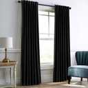 Dreaming Casa Darkening Black Velvet Curtains for Living Room Thermal Insulated Rod Pocket Back Tab Window Curtain for Bedroom 2 Panels 52" W x 84" L