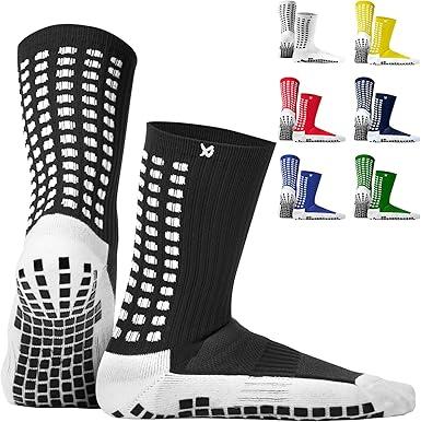 Lux Dual Grip Socks - Soccer Grip Socks for Men and Women. GripArray Performance & Comfort (Large, Black)