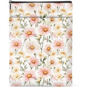 Daisy Flowers Book Sleeve Daisies Book Cover Watercolor Floral Book Protector with Zipper Christmas Birthday Gifts for Women Girls Readers Friends Bibliophile Book Lovers Gifts Book Accessories (Multicolour 824)