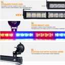 Xprite 35.5" Traffic Advisor Light Bar, Red Blue LED Strobe Police Light Bar with 21 Flash Patterns, Suction Mount & Cigarette Plug, Emergency Warning Police Lights for Car, Truck, SUV