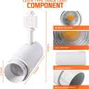 12W Zoomable Track Lighting Heads,H Type Track Light Heads for Accent Retail Artwork,Dimmable LED H Track Lighting 4000K Daylight 110V,15 to 60 Beam Angle 4 Pack (White)