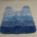 OLANLY Luxury Toilet Rugs U-Shaped 24x20, Extra Soft and Absorbent Microfiber Bathroom Rugs, Non-Slip Plush Shaggy Bath Mat, Machine Wash Dry, Contour Bathroom Mats for Toilet Base, Light Royal Blue