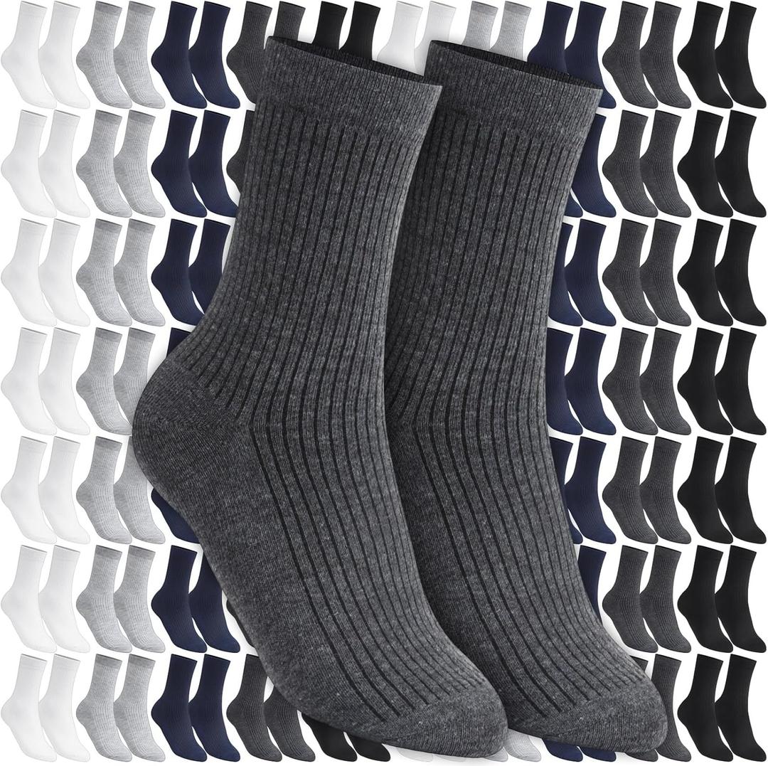 Winter Socks Bulk for Homeless Donations Moisture Wicking Crew Socks for Unisex Adult Men (Multicolor), 120 count