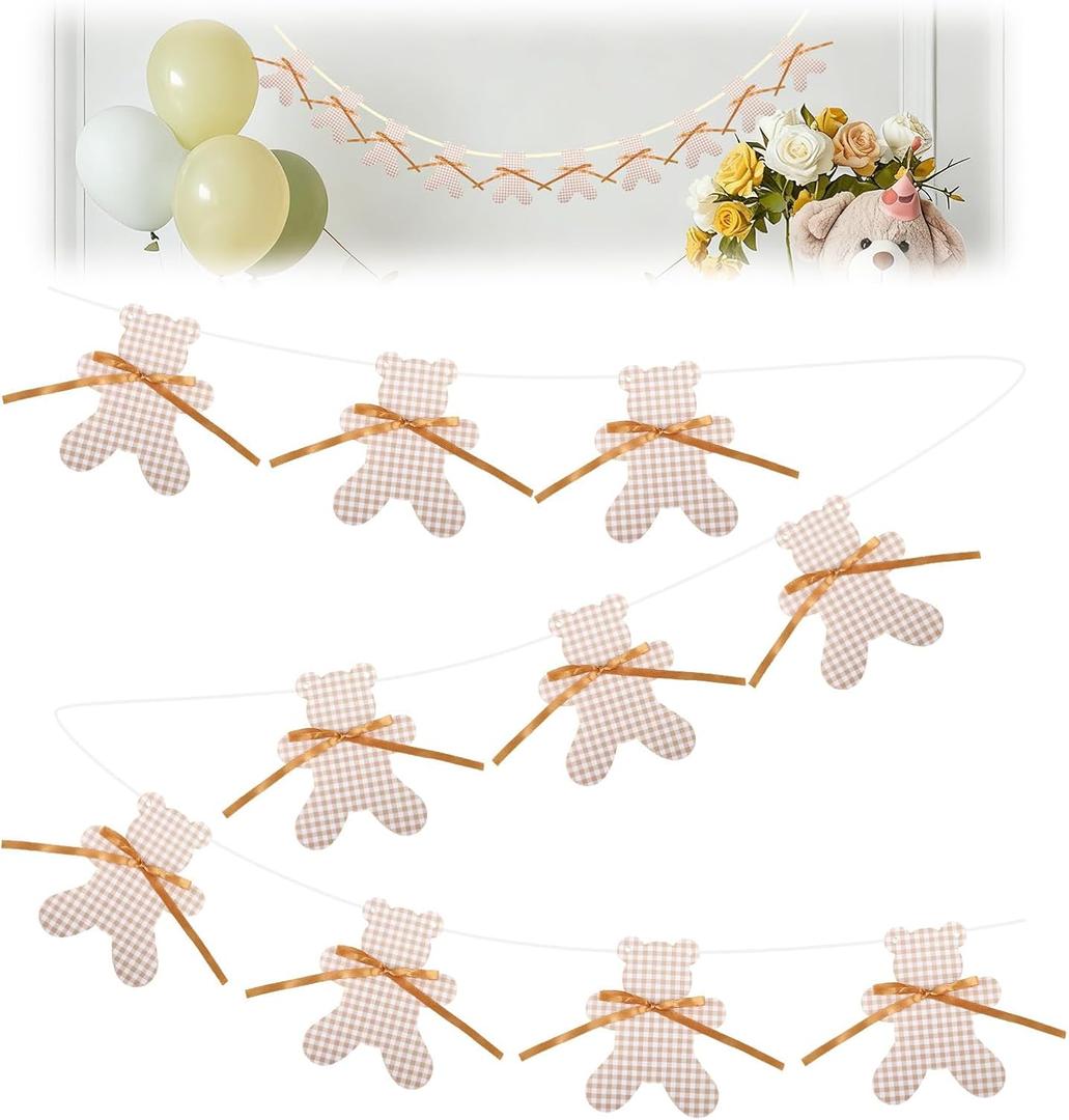 5 x Teddy Bear Banner,Baby Shower Decorations -We Can Bearly Wait Garland,Neutral Boho Bear,Cute Teddy Bear Birthday Decor for Nursery,Gender Reveal Party Supplies,Photo Props Easter Day Gifts