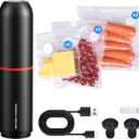 AIRMSEN Handheld Vacuum Sealer with 11 PCS Reusable Sous Vide Bags and 2 PCS Vacuum Wine Sealer, Compact Vacuum Sealer Machine for Food Storage