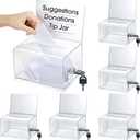 Chunful 6 Pcs Acrylic Donation Box with Lock and Sign Holder Clear Ballot Donation Boxes with Slot for Fundraising Suggestion Box Storage Container for Voting, Raffle Bowl, Tip Jar