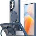 Magnetic Stand Case for Samsung Galaxy S24 Ultra 6.8" [with 2 Tempered Glass Film] [360 Rotation Magnetic Stand] [Compatible with Magsafe] Military-Grade Drop Protection Case, Blue