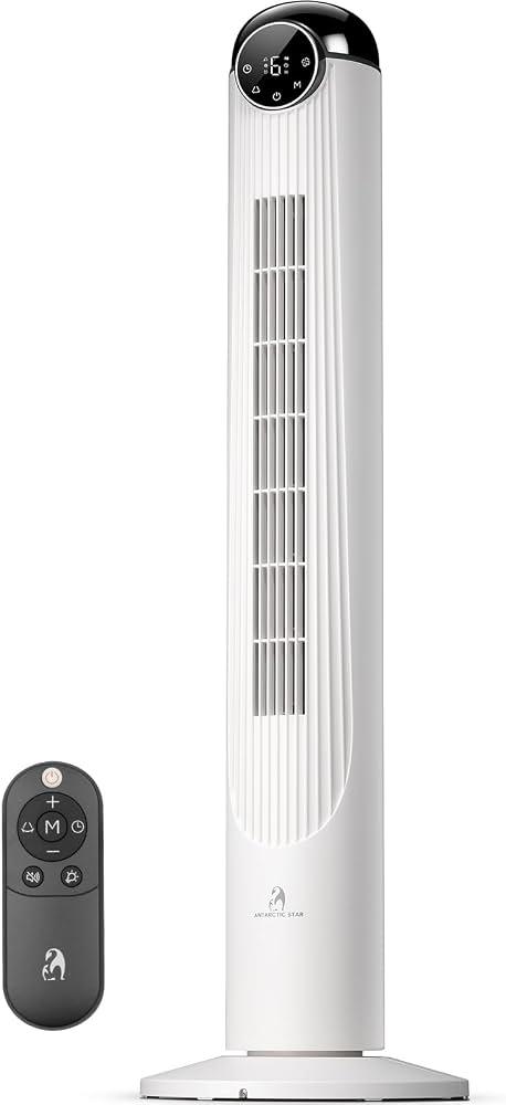 Antarctic Star Tower Fan Portable Floor Fans 85Oscillating Fan 36'' Quiet Cooling 12H Timer Remote Control Standing Bladeless Electric 3 Speeds Wind 3 Modes Bedroom Office(36 inch, White)