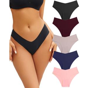 Womens Seamless Underwear Soft Stretch Briefs Invisibles Hipster V Cut cheeky No Show Bikini Panties 5 pack XS Womens Seamless Underwear Soft Stretch Briefs Invisibles Hipster V Cut cheeky No Show Bikini Panties 5 pack XS
