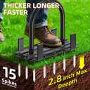 Aerator Lawn Tool - 2-in-1 Reinforced Heavy Duty Manual Lawn Aerator with 15 Spikes, Automatic Dirt and Leaf Clean Design, Adjustable T-Handle (Black)