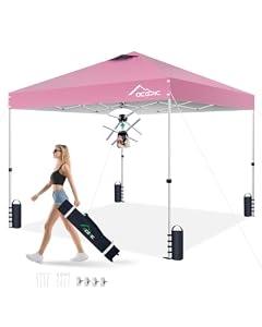 Acepic 10x10 Pop Up Canopy Tent, Easy Setup Portable Shelter, Pink, 10 * 10