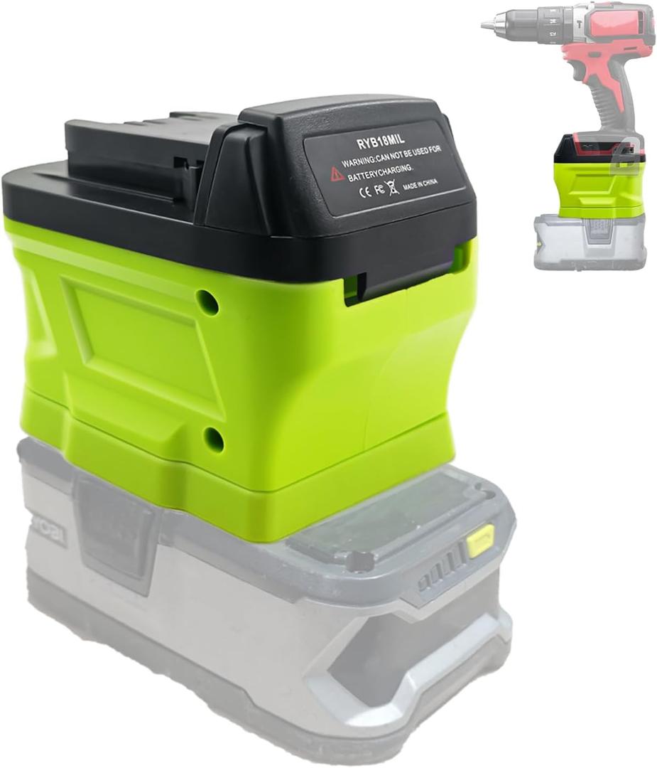 P107 Adapter for Ryobi 18V Battery Convert to for Milwaukee M18 18V Battery, Fit for Milwaukee M18 18V Cordless Tool and for Ryobi 18V ONE+ Battery P108 Use (Adapter Only)