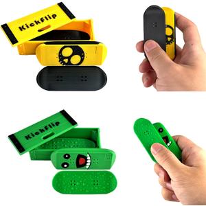 2PCS 3D Printed Fidget Toy Kickflip Fidget for Adults,Flipping Fingerboard Skateboard Fidget Slider with Storage Box