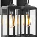 Colemoly Outdoor Light Fixture 2 Pack Outdoor Wall Lights Waterproof Porch Lights Outdoor, Black Exterior Lighting Fixtures, Removable Glass on Bottom, E26 Socket Wall Mount Lighting for Patio Garage
