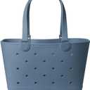 Simple Modern Large Beach Bag | Waterproof Getaway Rubber Tote with Zipper Pocket for Travel, Pool, Boat, Groceries, Sports | Blue Dune