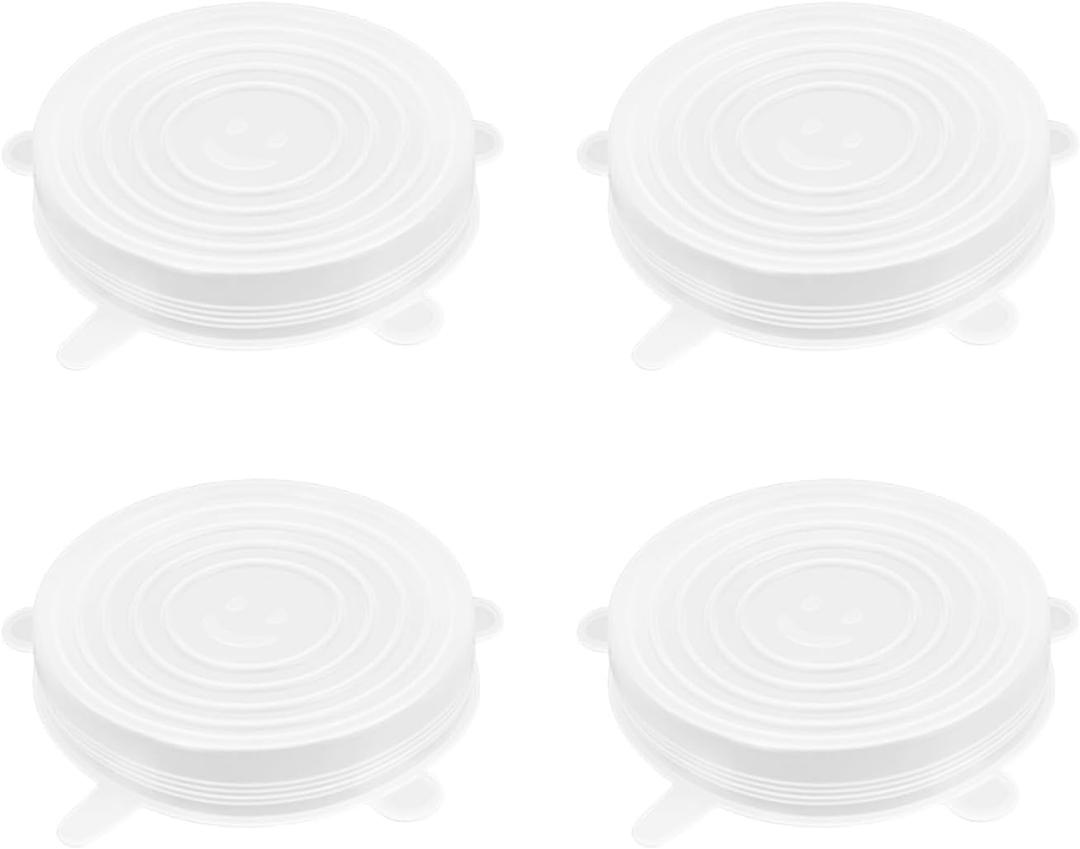 4 Pack 4.5in Reusable Silicone Stretch Lids, Silicone Bowl Covers for Food Storage, Universal Stretchable Lids for Containers Produce, Elastic Expandable Seal Cover, Microwave Freezer Safe (11.5cm)