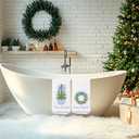 Chinoiserie Christmas Kitchen Towels,Light Blue Bow Coquette Christmas Tree Dish Towels for Kitchen Bathroom, Blue Christmas Hand Towels for Kitchen, Grandmillennial Decor,16x24 Inches Set of 2