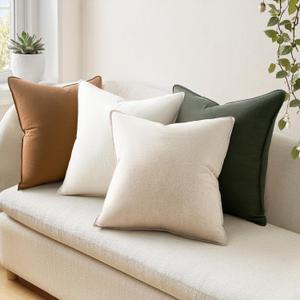 Pack of 4 Couch Throw Pillow Covers 18x18 Inch Goldolive Soft Decorative Linen Pillow Covers Farmhouse Boho Cushion Covers for Mid Century Modern Home Decor Sofa Bedroom Living Room