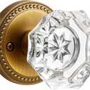 Antique Brass Door Knobs Crystal Door Knob Passage Door Knobs Glass Interior Door Knob for Hall and Closet 1 Pack