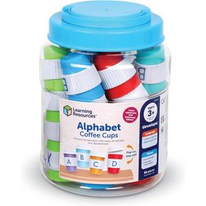 Learning Resources Alphabet Coffee Cups - ABC Toys, Phonics Practice, Reading Readiness, Language Development, Letter Toy for Toddlers, Matching Game, Preschool Activities, Gifts for Kids