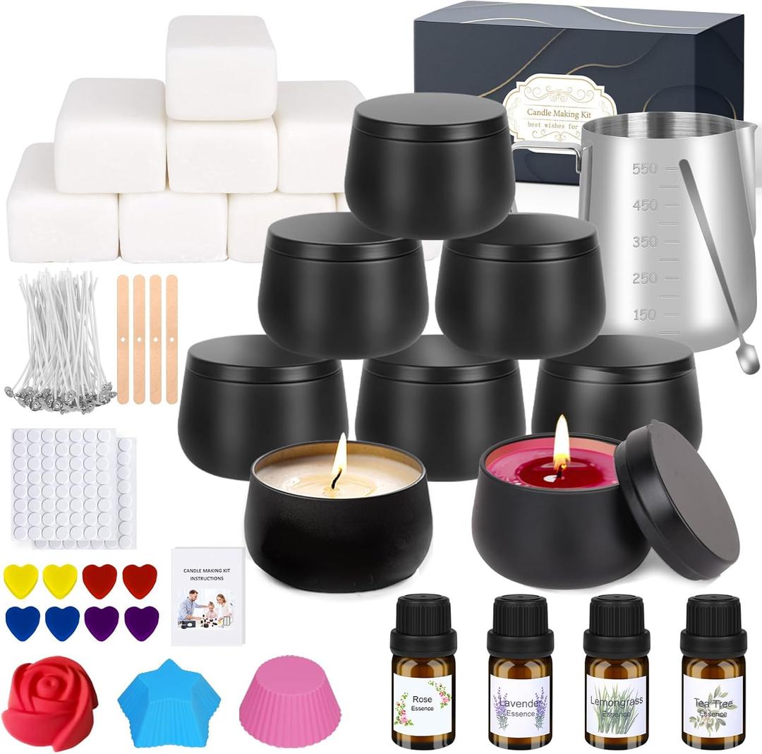 Candle Making Kit for Adults - DIY Scented Candles Making Supplies with Soy Wax,Wax Melter, Essential Oils, Color Dyes, Wicks Sticker, Candle Tins - Full Candle Making Set - Perfect Home Decoration (multicolour)