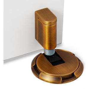 Windproof Door Stopper Indoor Heavy Duty Floor Door Stop Keep Door Open Mechanical No Drilling Door Stopper with Screws and 3M Adhesive, 1 Pack, Matte Brown Bronze