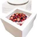 5 Pack Cake Boxes,10x10x8 Inch Tall Cake Box with Cake Boards 10",Disposable Cake Containers with Lids,White Bakery Boxes with Large Window,for Layer Cakes,Pies,Donuts,Cookies,Wedding,Birthday,Party