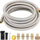 12FT Propane Gas Line,3/8 Gas Hose,High Pressure Braided Propane Hose with Conversion Coupling 3/8" Flare to 1/2" Female NPT,1/4" Male NPT for BBQ Grill