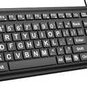 Large Print Computer Keyboard, Wired USB Full Size Quiet Keyboard with 4X Oversized Print Letters for Visually Impaired Low Vision Individuals Easy To See and Type for PC, Laptop,Windows Black