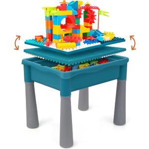 BEAURE 5-in-1 Multi Activity Sand Water Play Table, Double-Sided Kids Activity Table with Storage, 105pcs Marble Run Building Blocks Sensory Table for Kids Toddler Boys Girls