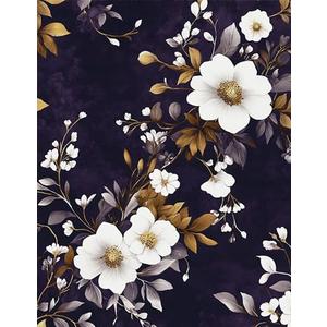 Vintage Floral Wallpaper Peel and Stick Purple White Flowers Contact Paper 17.5" x 118" Wall Paper Self Adhesive Vinyl Waterproof Removable for Kitchen Bathroom Shelves Cabinet Drawer Table Decor, Pack Of 2
