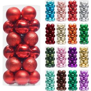 XmasExp  Mini Christmas Ball Ornaments Shatterproof Christmas Ornaments Set Decorations for Xmas Tree Balls 30mm/1.18" (Red)