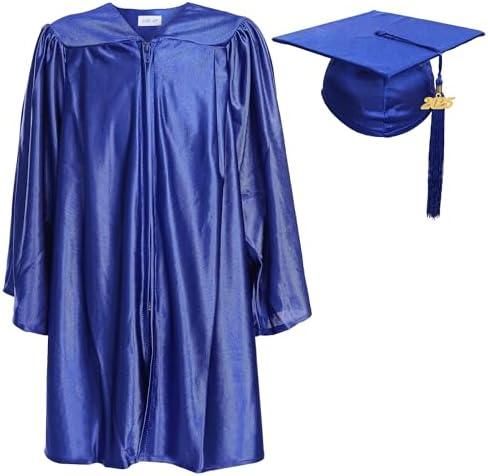 Newrara Unisex Shiny Kindergarten Graduation Gown Cap with Tassel Size 30" 2025 Royal