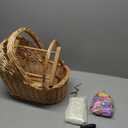 Wicker Carriage,Woven Rattan Stroller Shaped Flower Basket,Natural Willow Branches，Used for Welcoming Infants, Wedding Parties, Home Decor, Floral Decoration (Not for Infants) (L Wicker Carriage a)