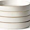 famiware Star 7.5" Pasta Bowls Set, Salad Bowl Set of 4, Double Reactive Glaze, Stackable, Ideal for Your Friend for Housewarming, Festivals, White