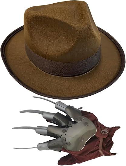 Nightmare Creep Fright Glove And Fedora Costume Accessory Set