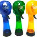 Battery Powered Water Misting Fan Handheld Outdoors Personal Spray Fans - Set of 3 (Blue/Green/Yellow)