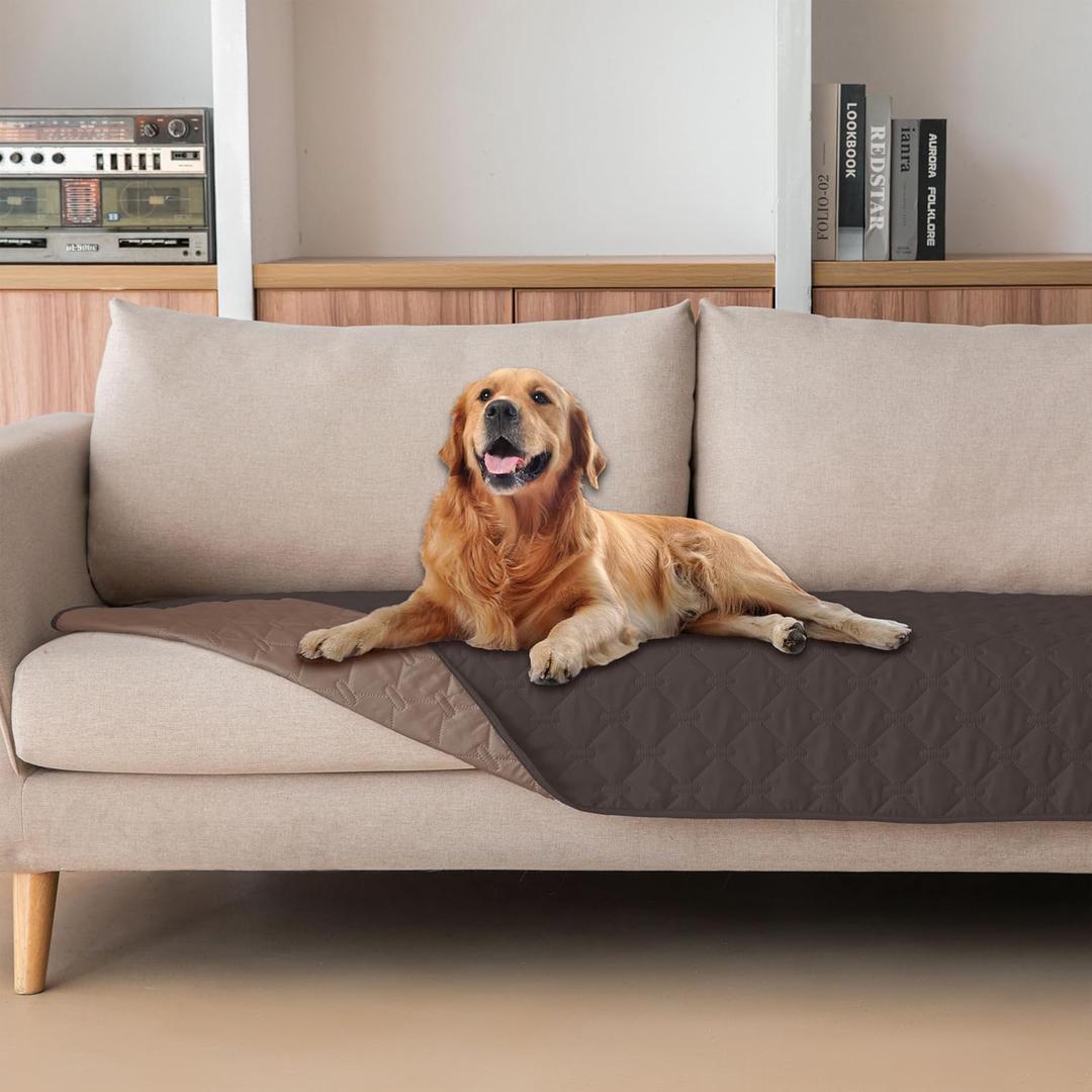 gogobunny 100% Double Sided Waterproof Dog Blanket Soft Pet Bed Cover Reversible Protect Furniture Couch Sofa Car for Puppy Large Dog Cat (Dark Coffee/Light Coffee, 30x70 Inch (Pack of 1)) 