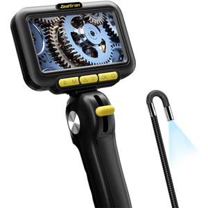 Two-Way Articulating Borescope with Light, 5 Inch IPS Screen Industrial Endoscope with 0.24in/6.2mm Articulated Probe, 5ft Highly Resilient Snake Cable Inspection Camera for Wall Automotive