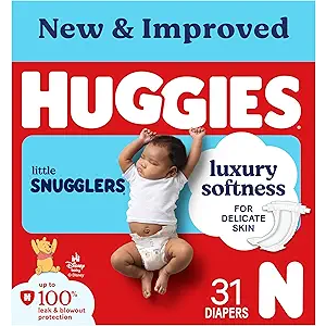 Huggies Size Newborn Diapers, Little Snugglers Baby Diapers, Size Newborn (up to 10 lbs), 31 Count,