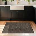 Boho Brown Washable 2x3 Entryway Rug - Front Door Mat Rugs Indoor Entrance, Non-Slip Vintage Floral Small Throw Rug for Kitchen, Bathroom, Dark Modern Western Unique Entry Dcor