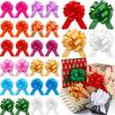 WILLBOND 24 Pieces 5 Inch Christmas Pull Bows Bulk for Wrapping Gift Large Bow with Ribbon Assorted Bows Pull String for Christmas Basket Party Present, Birthday, Wreath, Gift Basket(12 Colors)