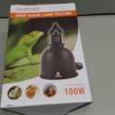 DXOPHIEX 5.5inch Reptile Heat Lamp with Thermostat, Reptile Light Fixture with Dimming Thermostat, Deep Dome Lamp Fixture with 100W Ceramic Heat Emitter for Bearded Dragon, Turtles, Snake and Lizard